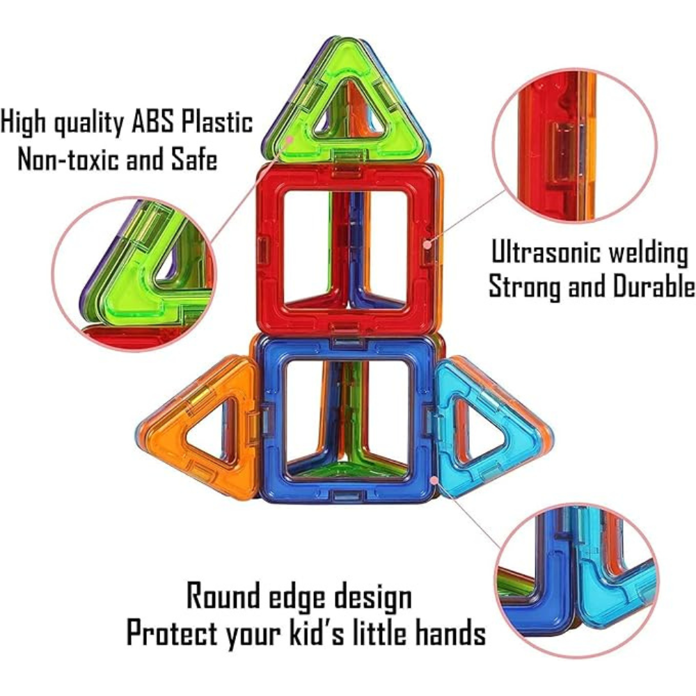 Nictoy Magnetic Blocks 30 Pieces – Magnetic Building Tiles Toddler STEM Toy, Multicolour Shapes