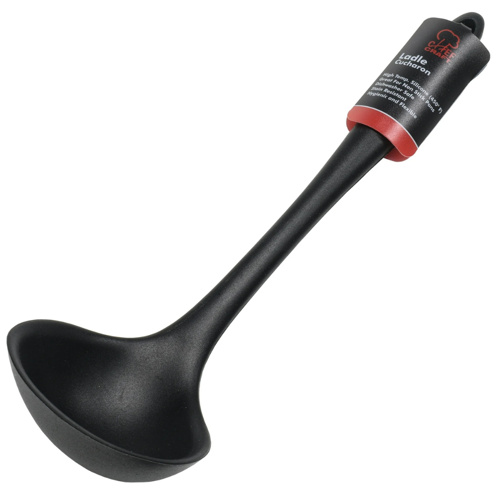 Chef Craft Premium Silicone Cooking Ladle 11.25 inch, Black – Heat-Resistant to 450°F, BPA-Free & Nonstick-Safe Kitchen Tool