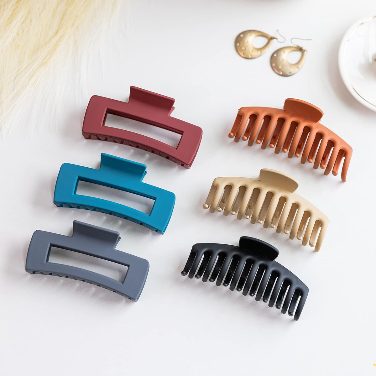 Large Hair Claw Clips Set– Strong Hold, Matte Finish, Assorted Colours | Women's Hair Accessorie