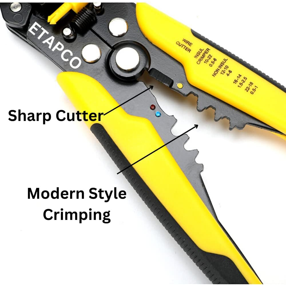 3-in-1 Wire Stripper Tool | Cutter, Crimper & Adjustable Cable Stripper (Yellow)