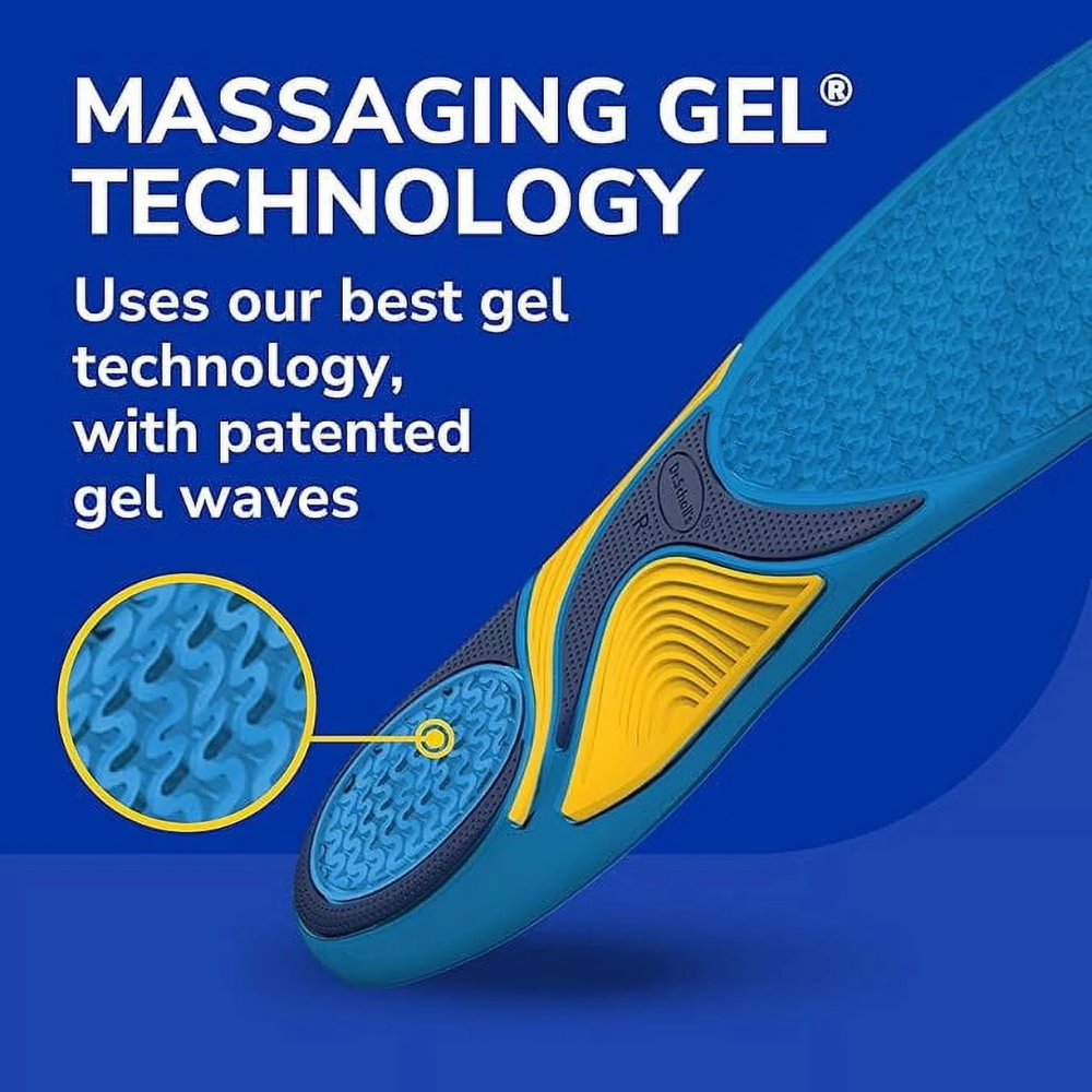 Dr. Scholl's Energizing Comfort Women's Insoles – Massaging Gel, Triple Gel, Shock Absorbing, Arch Support