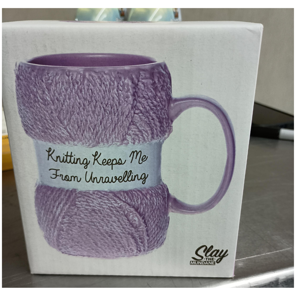 Boxer Knitting Yarn Ball Mug – Funny Quote Skein-Shaped Ceramic Coffee Cup, 12 oz | Novelty Gift for Knitters & Craft Lovers