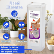 Buddeez Sandwich Size Bread Buddy Dispenser - Plastic Bread Box