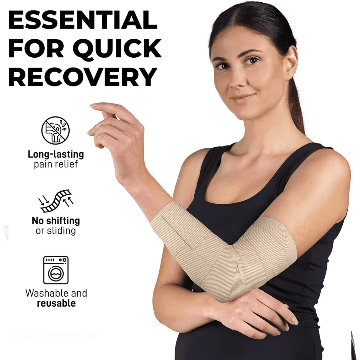 Naltars 4 Pack Cotton Elastic Bandage | Ace Wrap with Velcro 4 Inch Hook and Loop Closure | Reusable Compression Bandage