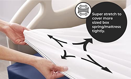 LENENZ Hospital Bed Fitted Sheets 2-Pack – Soft Jersey Twin Sheets, 36" x 84" x 16", White