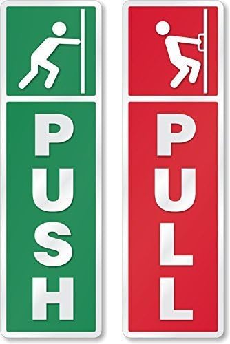 Desirous World Push & Pull Self-Adhesive Vinyl Door Sign Stickers – Red, Green & White