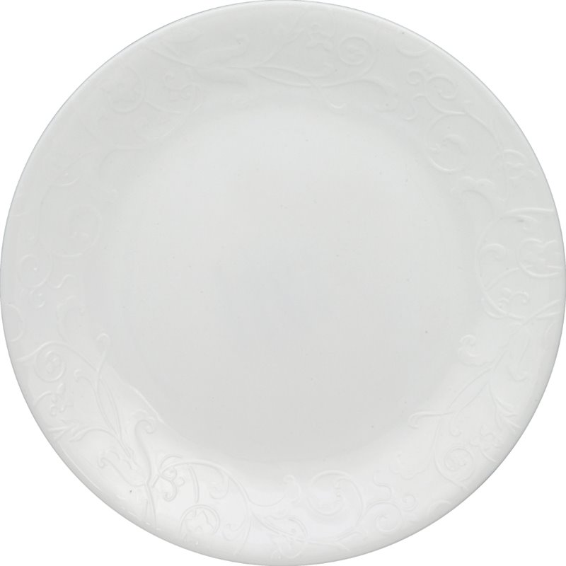 Corelle Bella Faenza Embossed Lunch Plates – White Dinnerware, 2-Pack