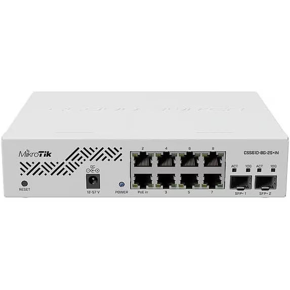 MikroTik CSS610-8G-2S+IN 8-Port Gigabit Managed Network Switch with 2 SFP+ 10G Ports