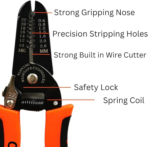 ETAPCO ETWS-07 Wire Stripper & Cutter Multifunction Hand Tool for 10–22 AWG Wire – Red