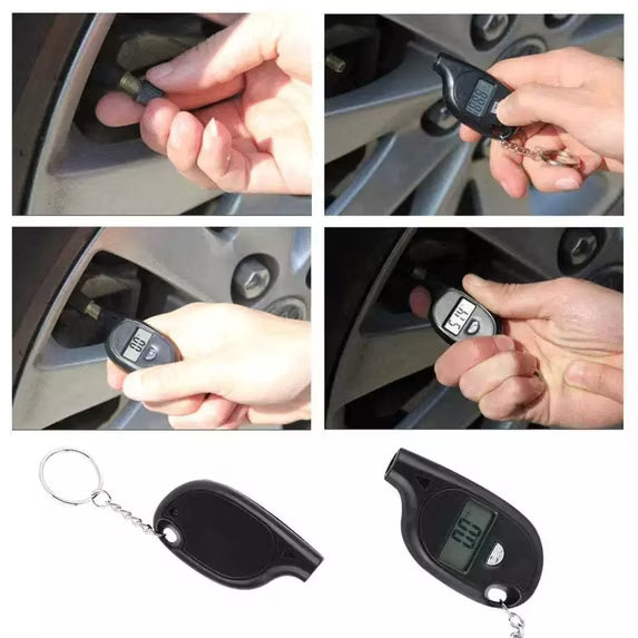Mini Keychain Digital LCD Tire Pressure Gauge for Car & Motorcycle