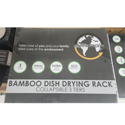 Earth's Dreams Bamboo Dish Drying Rack - 3 Tier Collapsible with Microfiber Mat