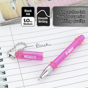 BAZIC Palm Mini Ballpoint Pen with Key Ring – Black Ink, 1.0mm Bold Point, 5-Pack | Compact Pocket Pens for Home, School & Office