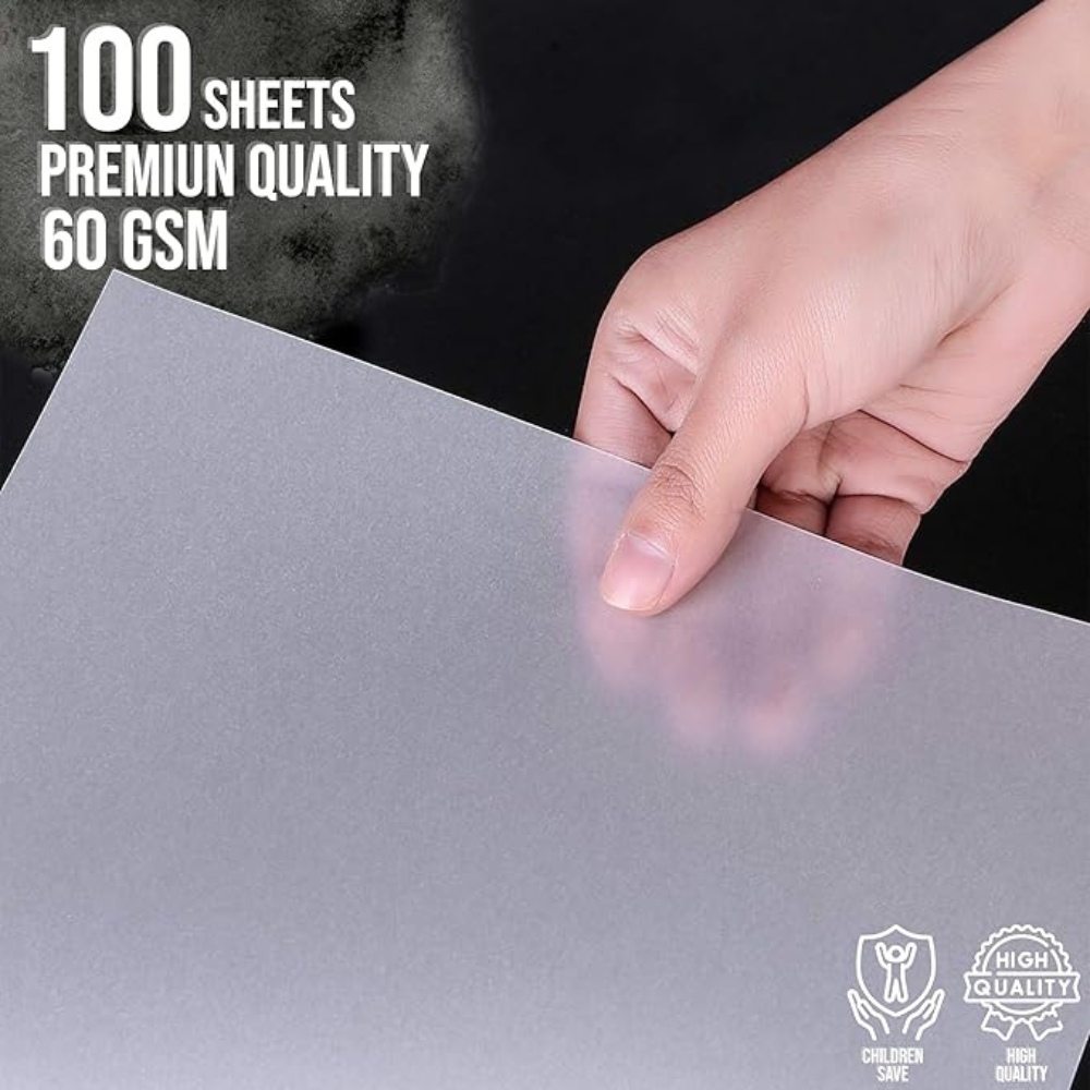 Raimarket Premium Tracing Paper 100 Sheets A4 – Transparent Tracing Paper Pack for Art, Design & Architecture