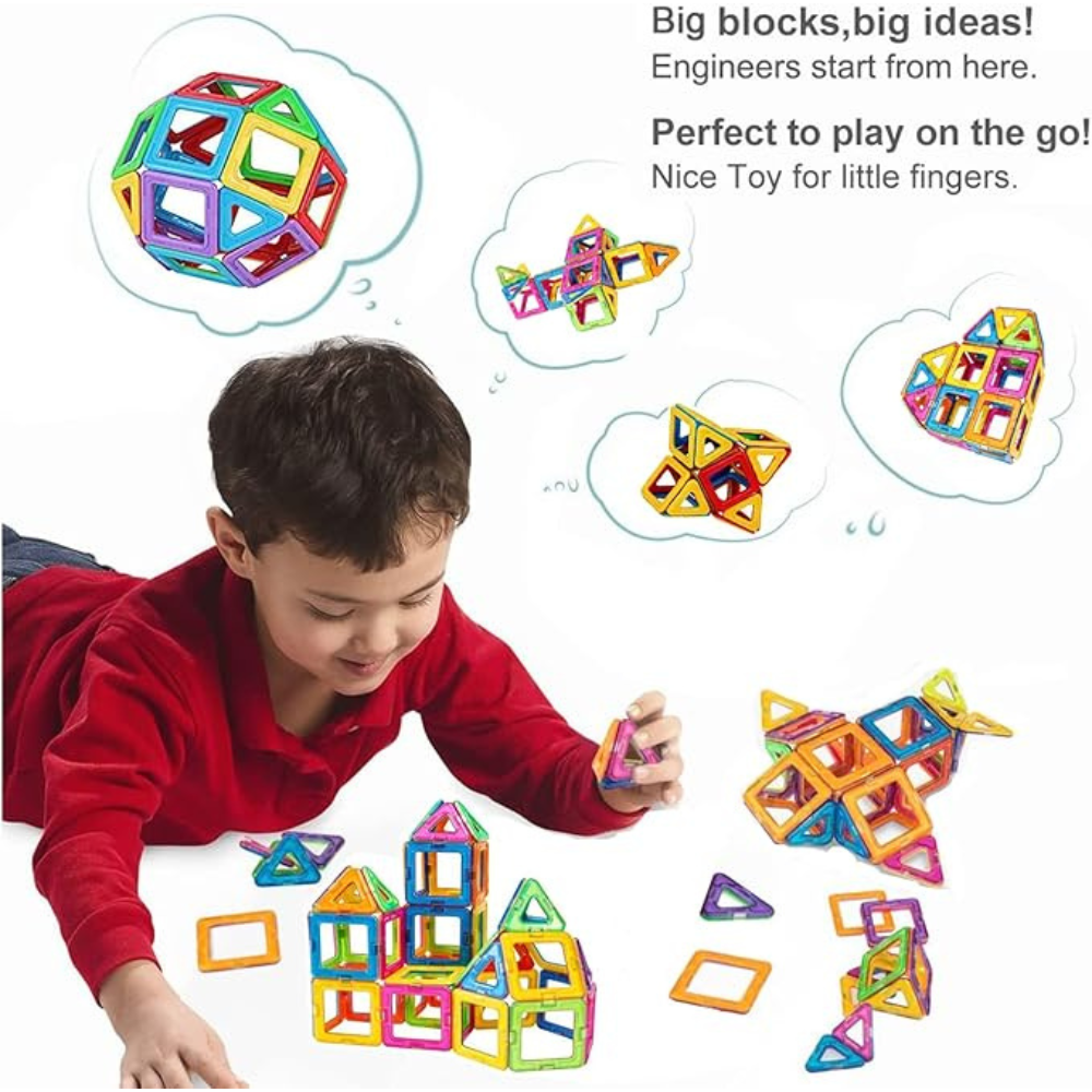 Nictoy Magnetic Blocks 30 Pieces – Magnetic Building Tiles Toddler STEM Toy, Multicolour Shapes