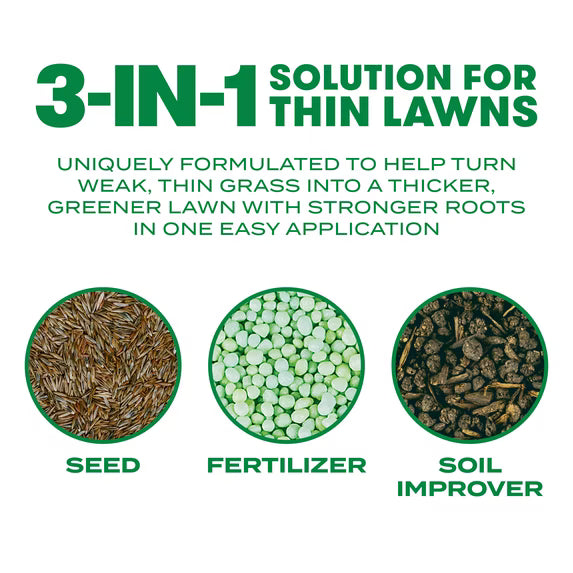 Scotts Turf Builder THICK'R LAWN 3-in-1 Grass Seed, Fertilizer & Soil Improver – 1,200 Sq Ft Coverage