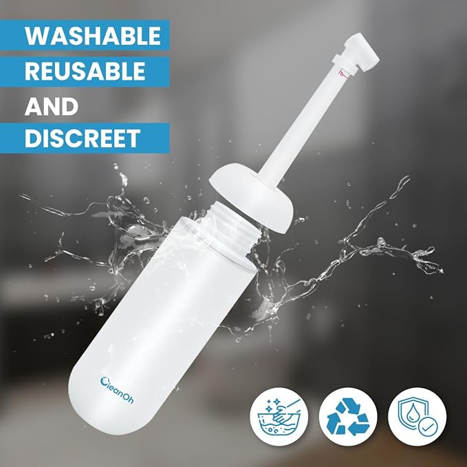 CleanOh Portable Bidet Splasher – Reusable Personal Hygiene Water Sprayer, Compact Travel Bidet, Light Blue