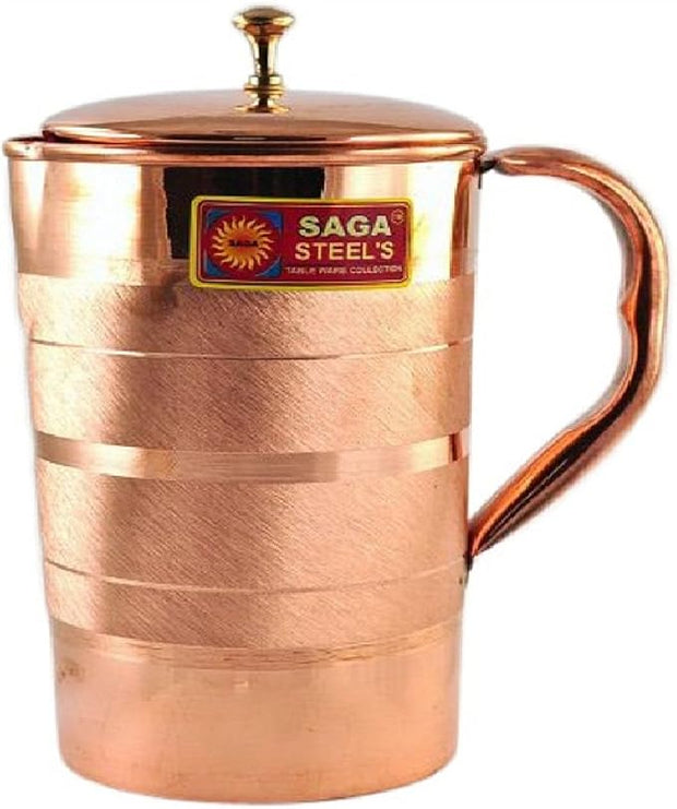 SAGA Steels Luxury Line Pure Copper Water Jug with Lid & Handle