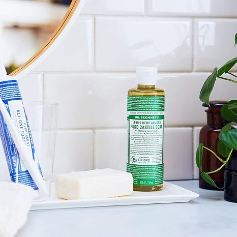 Dr. Bronner’s 18-in-1 Hemp Almond Pure-Castile Liquid Soap – 4 fl oz / 118 mL