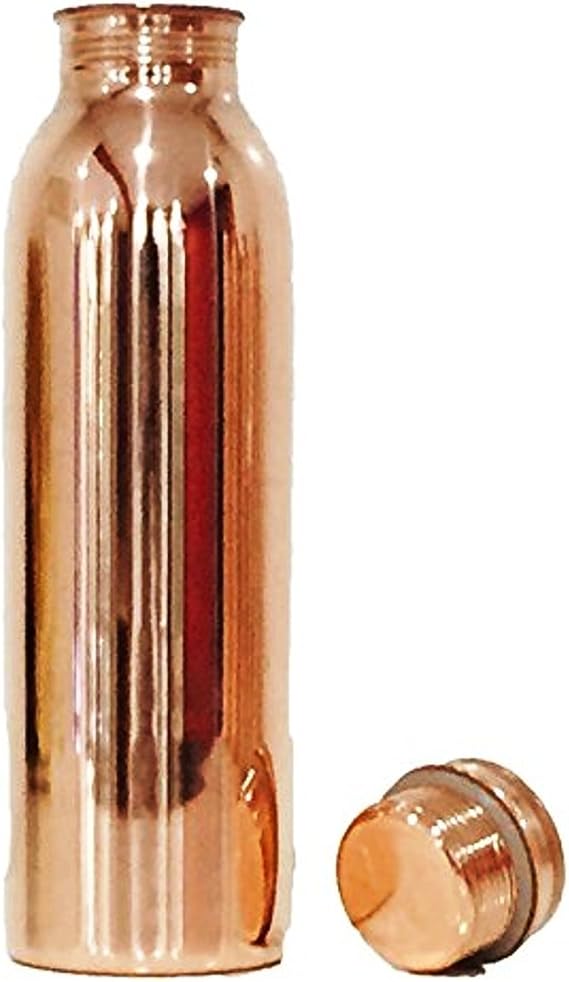 PARIJAT HANDICRAFT Pure Copper Water Bottle, 900 mL, Leak-Resistant Reusable Bottle