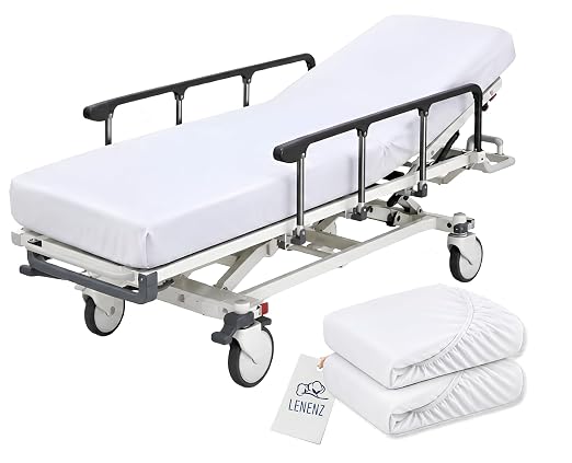 LENENZ Hospital Bed Fitted Sheets 2-Pack – Soft Jersey Twin Sheets, 36" x 84" x 16", White