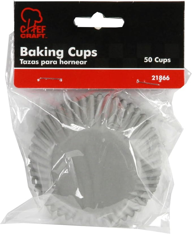 Chef Craft Classic Cupcake Liners – 50 Count Gray Paper Baking Cups for Muffins, Cupcakes & Baking