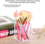 Acrylic Pencil and Pen Holder Makeup Brush Organizer Acrylic Pen Pencil Holder Square Pen Holder (Clear Color)