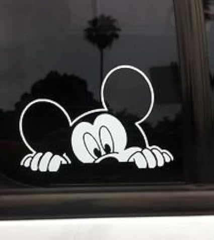 Mickey Mouse Peeking 5-Inch White Vinyl Car Window Decal Sticker