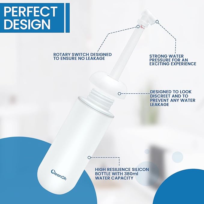 CleanOh Portable Bidet Splasher – Handheld Travel Personal Hygiene Sprayer, White