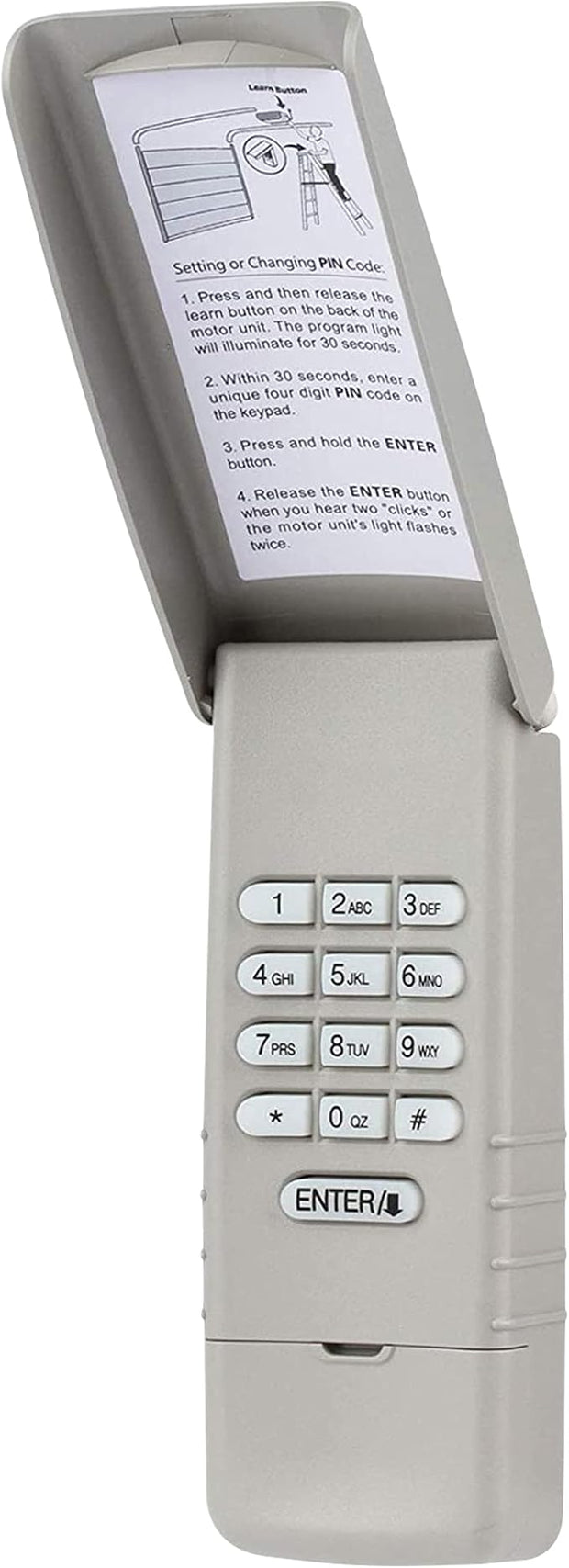 Universal Wireless Garage Door Opener Keypad with PIN Access & Flip Cover