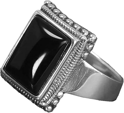 Lucifer Morningstar Black Onyx Statement Ring – Silver & Black, Size 13