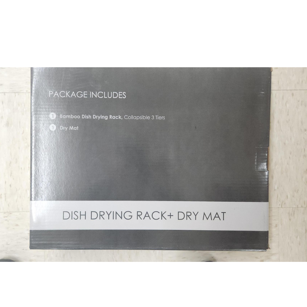 Earth's Dreams Bamboo Dish Drying Rack - 3 Tier Collapsible with Microfiber Mat