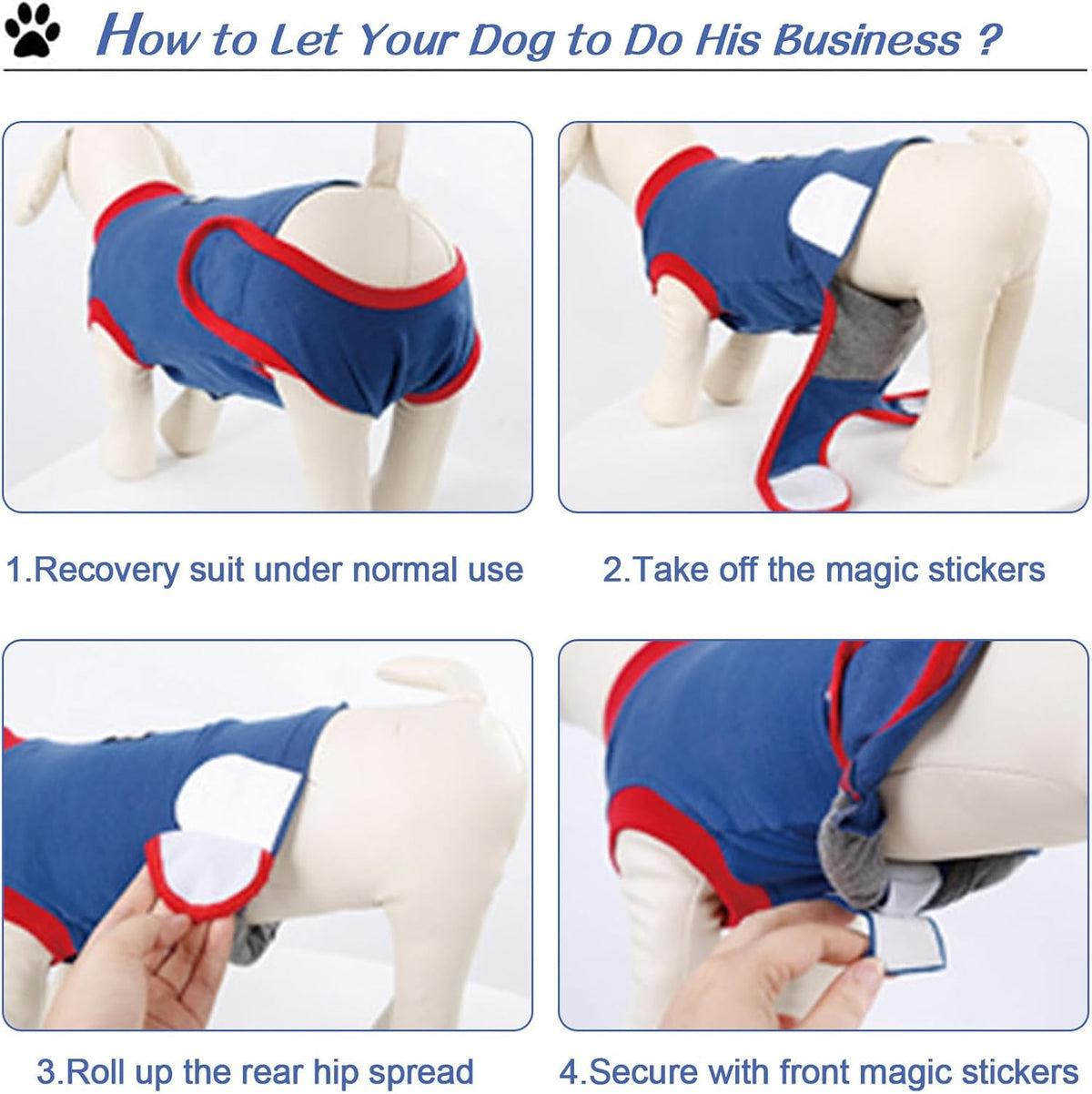 Doglemi Dog Recovery Suit Size M – Breathable Cotton, Anti-Licking Surgical Suit for Spay, Neuter & Wound Protection | Easy Pee & Poop | Small Breeds