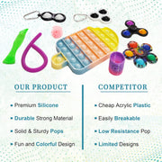 Silicone Pop It Fidget Toy - Stress Relief Sensory Push Bubble Toy