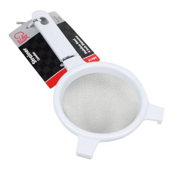 Chef Craft Classic 4-Inch Stainless Steel Fine Mesh Strainer with White Handle