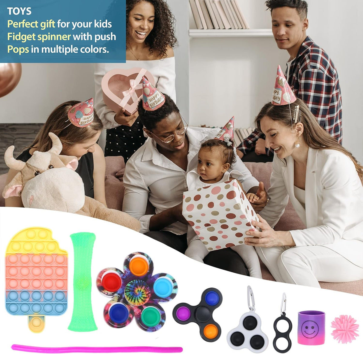 Silicone Pop It Fidget Toy - Stress Relief Sensory Push Bubble Toy