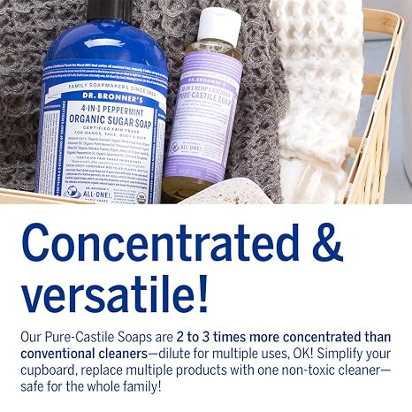 Dr. Bronner's Pure-Castile Liquid Soap Lavender 4 oz – Plant-Based Multi-Purpose Soap