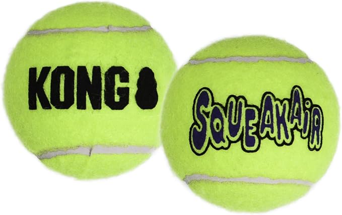 KONG SqueakAir Tennis Balls for Dogs, Medium – 6 Pack Squeaky Fetch Toys