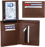 Men’s Brown Leather Bifold Wallet with Slim Card Holder – 2-Piece Wallet Set
