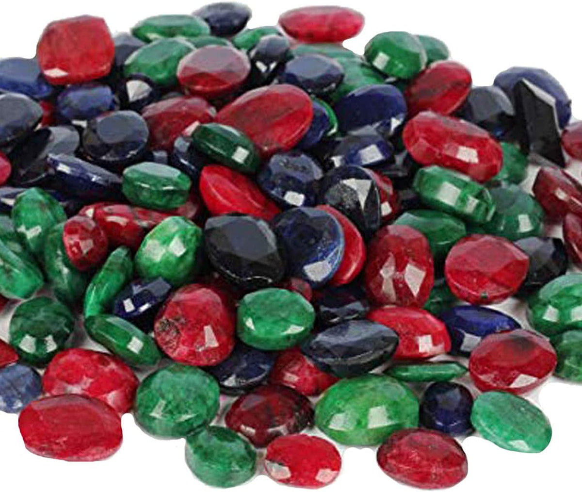 GEMHUB 7-Piece Mixed Loose Gemstone Set – Approx. 100 Ct. Ruby, Emerald & Sapphire Stones for Jewelry Making