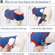 Doglemi Dog Surgery Recovery Suit Size L – Breathable Cotton, Blue | Post-Spay/Neuter, Anti-Licking, Wound Coverage | Cone Alternative