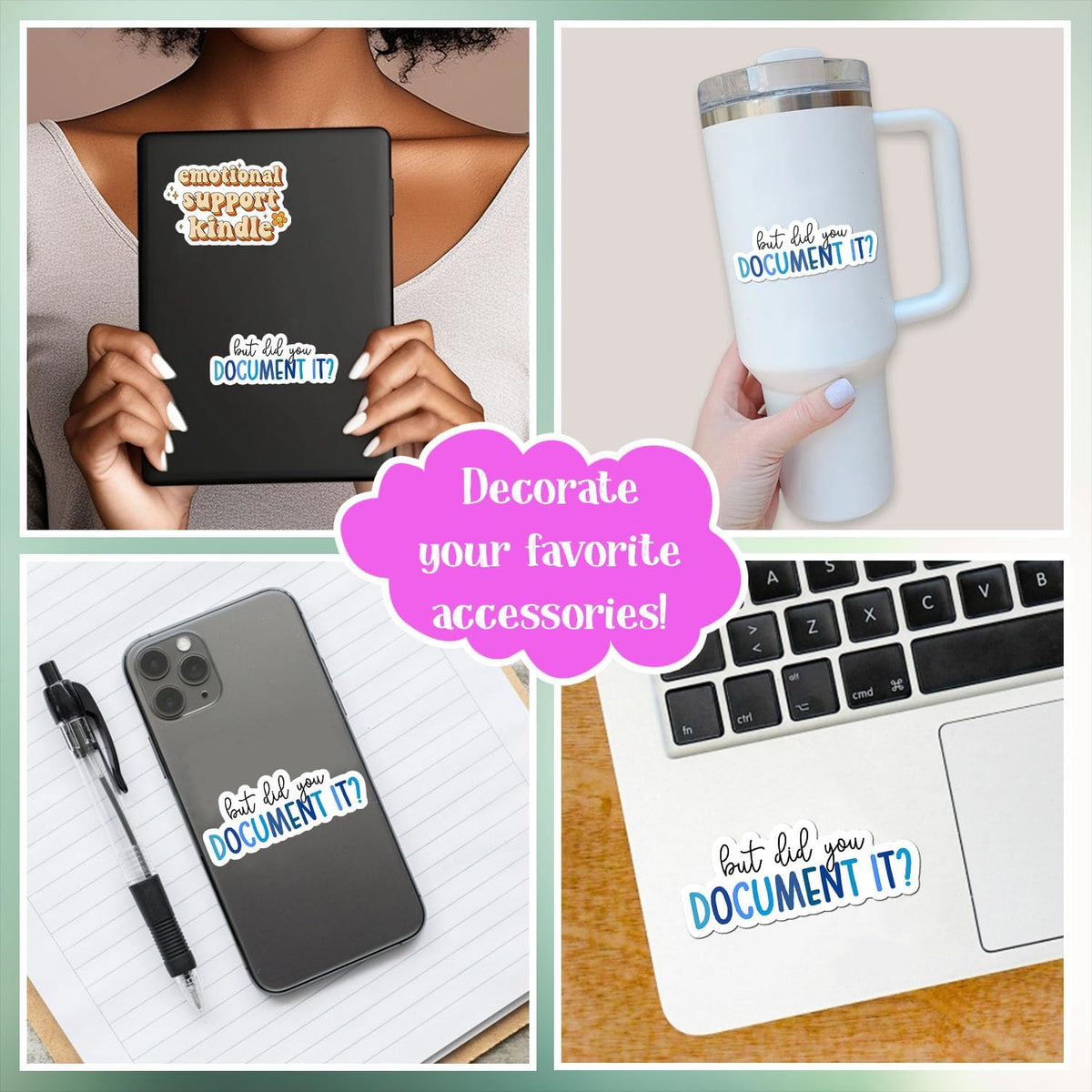 But Did You Document It Stickers (3 Pcs) – Funny Blue Lettering Vinyl Stickers for Laptops, Tumblers & Notebooks, 3 Inch