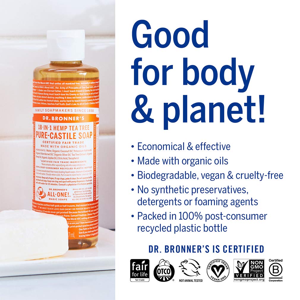 Dr. Bronner's 18-in-1 Tea Tree Pure-Castile Liquid Soap, 4 fl oz