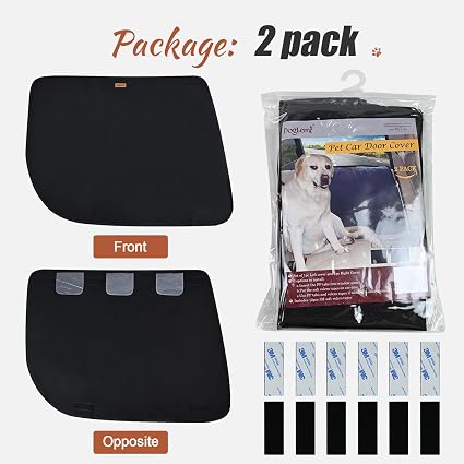 Doglemi 2-Pack Dog Car Door Protector – Universal Fit, 26x21.3", Anti-Scratch, Waterproof Black Oxford Cover