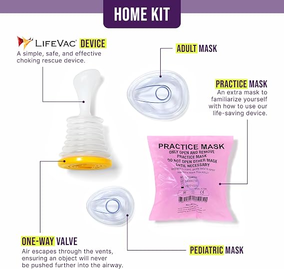 LifeVac Home Kit Choking Rescue Suction Device with Adult, Pediatric & Practice Masks