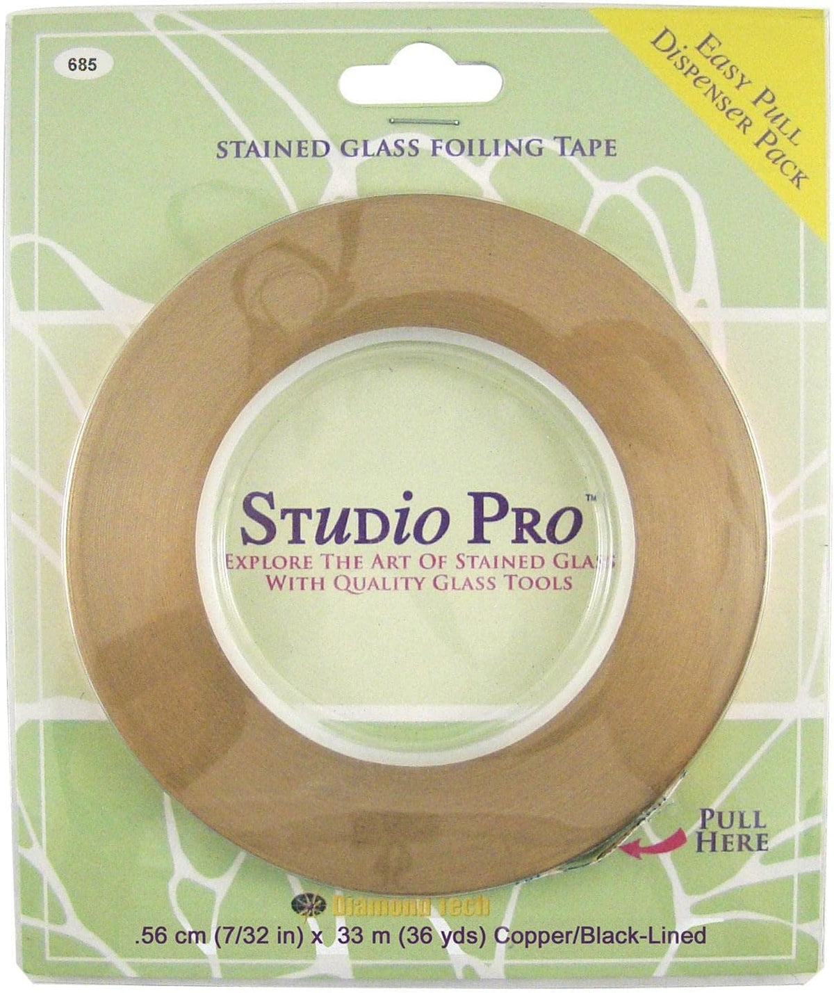 Studio Pro 7/32" Black-Lined Copper Foil Tape – 36 Yards, Stained Glass Foiling Tape, Easy-Pull Dispenser