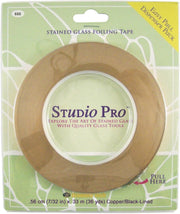 Studio Pro 7/32" Black-Lined Copper Foil Tape – 36 Yards, Stained Glass Foiling Tape, Easy-Pull Dispenser