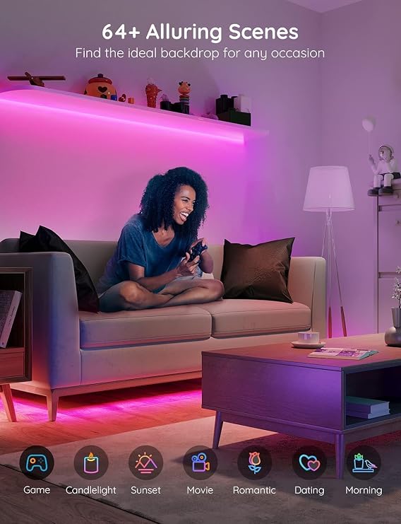 Govee 100 ft RGB LED Strip Lights with Bluetooth App Control & Music Sync