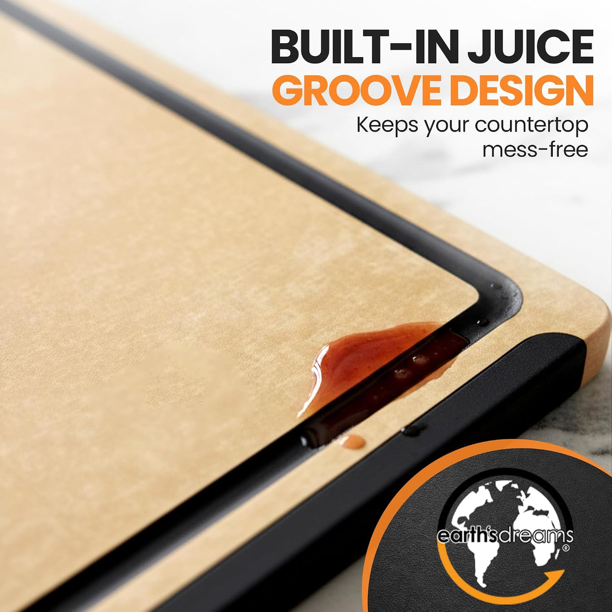 Earth’s Dreams Wood Fiber Cutting Board Set of 3, Tan & Black