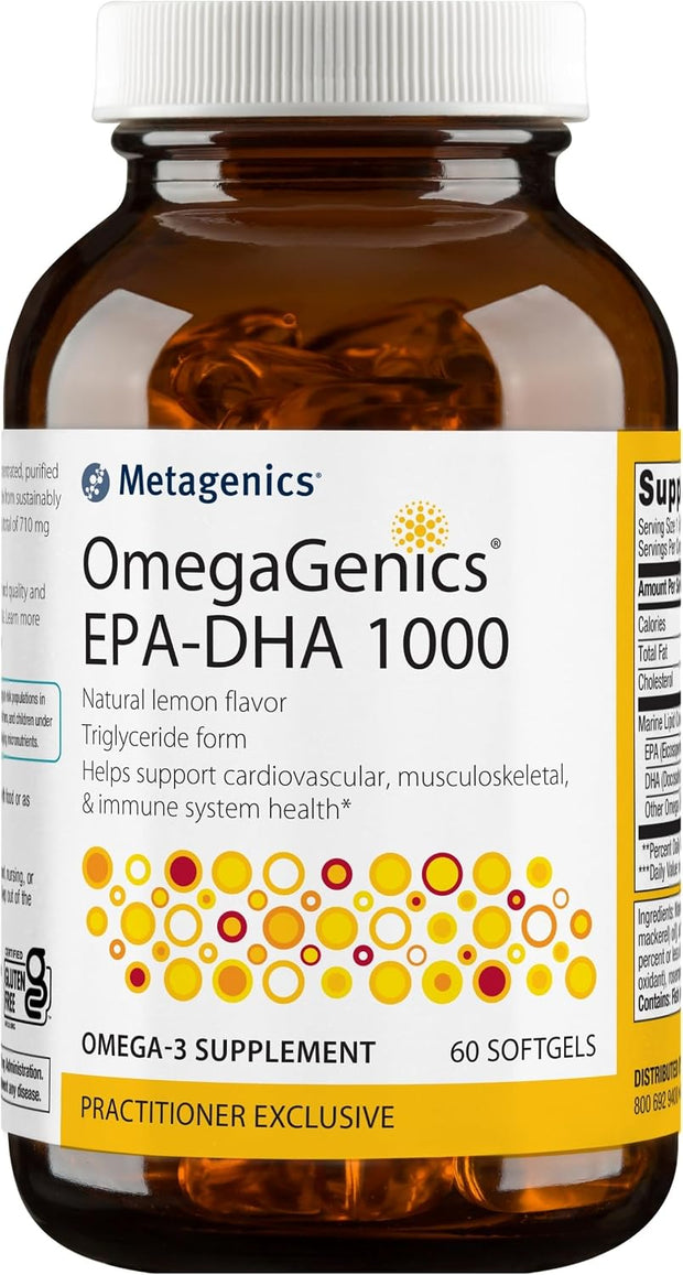 Metagenics OmegaGenics EPA-DHA 1000 Omega-3 Fish Oil, 60 Softgels