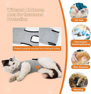 Doglemi Cat Surgery Recovery Suit Size S – Pure Cotton, Breathable, Post-Spay/Neuter & Wound Recovery Onesie | Cone Alternative